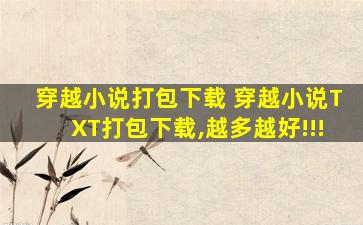 穿越小说打包下载 穿越小说TXT打包下载,越多越好!!!